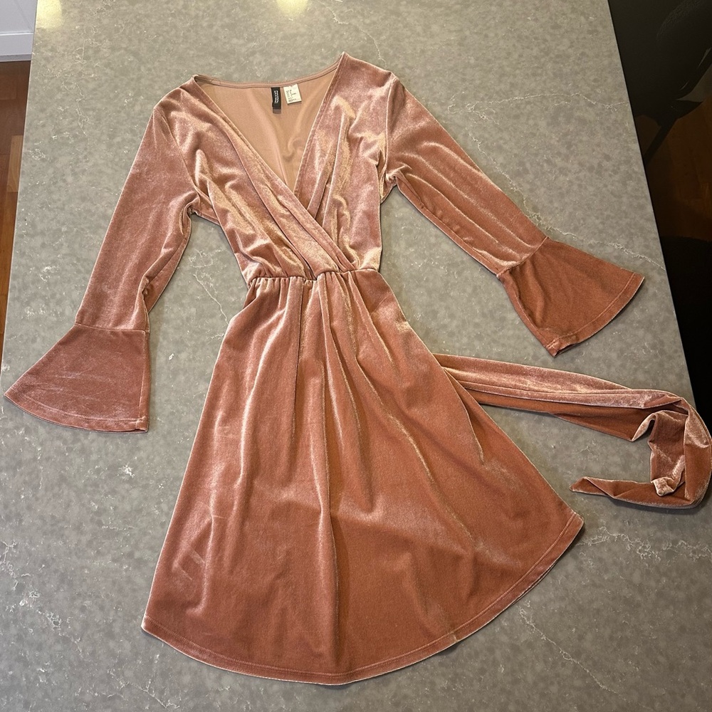 Forever 21 Shimmering Rose Long Sleeve Dress